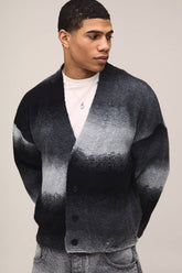Relaxed Boxy Ombre Distressed Knitted Cardigan