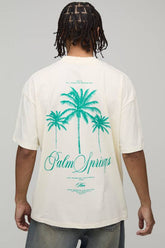 Oversized Extended Neck Palm Springs Graphi T-Shirt
