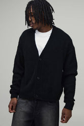 Tall Relaxed Boxy Brushed Knitted Cardigan