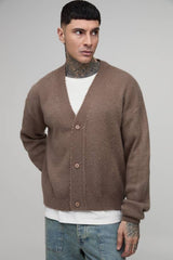 Tall Relaxed Boxy Brushed Knitted Cardigan