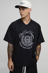 Oversized Mesh Embroidered Panelled Hockey Top
