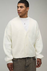 Relaxed Boxy Brushed Knitted Cardigan