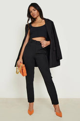 High Waist Tapered Tailored Suit Trousers