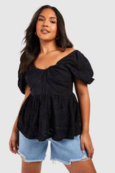 Plus Milkmaid Broderie Smock Top