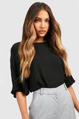 Pleat Sleeve Woven Blouse