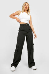 High Waisted Tailored Cargo Trousers