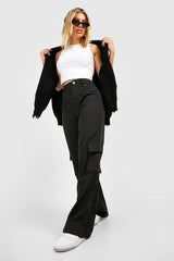 High Waisted Tailored Cargo Trousers