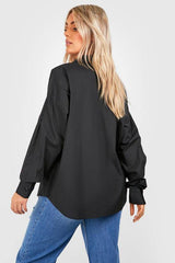 Boohoo Basics Plus Oversized Cotton Poplin Utility Shirt