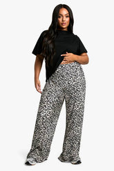 Plus Leopard Plisse Trousers