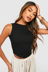 Thick Binding V Hem Rib Vest