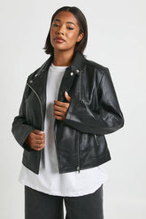 Plus Faux Leather Biker Jacket