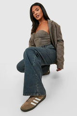 Plus Basics High Waisted Super Wide Leg Jeans