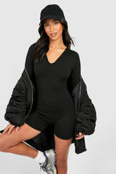 Petite Super Soft Peached Long Sleeve Unitard