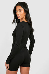 Petite Super Soft Peached Long Sleeve Unitard