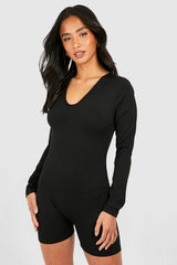 Petite Super Soft Peached Long Sleeve Unitard
