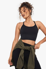 Boohoo Basics Seamless Rib Longline Light Support Sports Bra