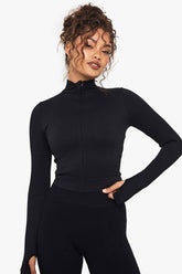 Boohoo Basics Seamless Rib Zip Through Jacket