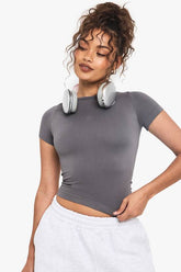Boohoo Basics Seamless Rib Short Sleeve Top
