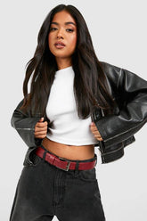 Cherry Red Chunky Buckle Boyfriend Belt