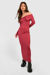 Bardot Heavy Rib Long Sleeve Maxi Dress