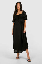 Maternity Linen Look Milk Maid Midi Dress