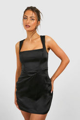 Satin Square Neck Corset Mini Dress