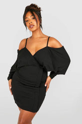 Plus Cold Shoulder Wrap Dress