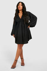Plus Textured Batwing Smock Dress