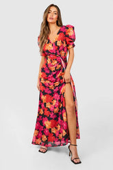 Floral Print Wrap Maxi Dress