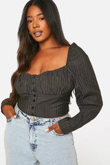 Plus Textured Ruched Corset Top
