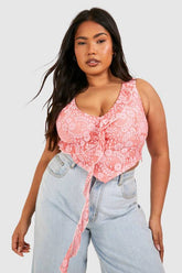 Plus Ruffle Front Lace Corset Top