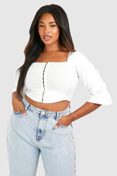 Plus Lace Insert Hook And Eye Corset Top