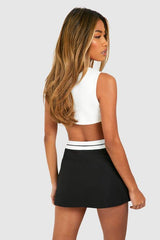 Contrast Waist Tailored Skort