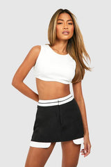Contrast Waist Tailored Skort