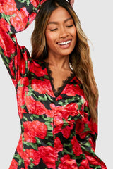 Floral Lace Trim Smock Dress