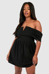 Plus Bardot Drop Shoulder Skater Dress