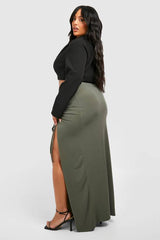 Plus Side Split Ruched Tie Side Midaxi Skirt