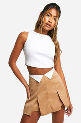 Twill Fold Over Detail Skorts