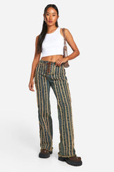 Lace Up Distressed Seam Jeans