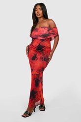Plus Bardot Floral Maxi Dress