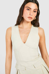 Corset Detail Bengaline Mini Dress