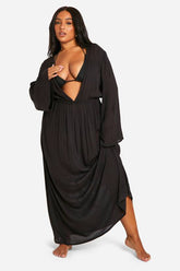 Plus Cheesecloth Batwing Maxi Dress
