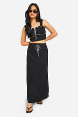 Petite Broderie Contrast Bow Top