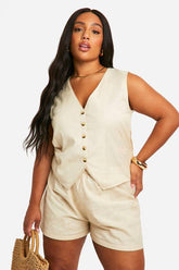 Plus Linen Blend Waistcoat