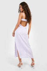 Linen Look Strap Detail Maxi Dress