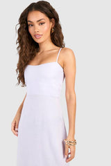 Linen Look Strap Detail Maxi Dress