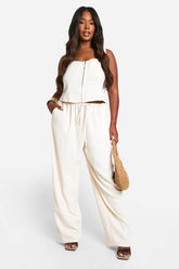 Plus Hook And Eye Corset And Slouchy Wide Leg Trouser Co-ord