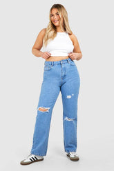 Plus Straight Leg Ripped Jean