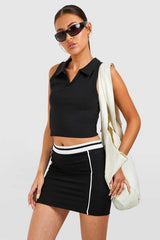 Active Fabric Contrast Waistband Piping Skirt