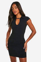 Collared Skort Playsuit With Buckle Detail